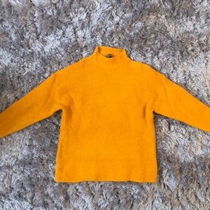mustard yellow mock neck sweater